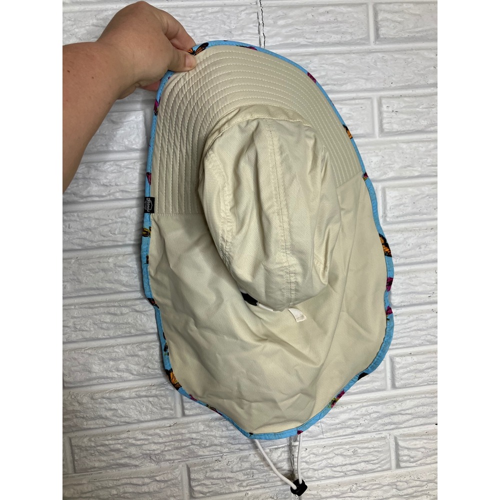Cream Wide-Brim Sun Hat with Light Blue Trim